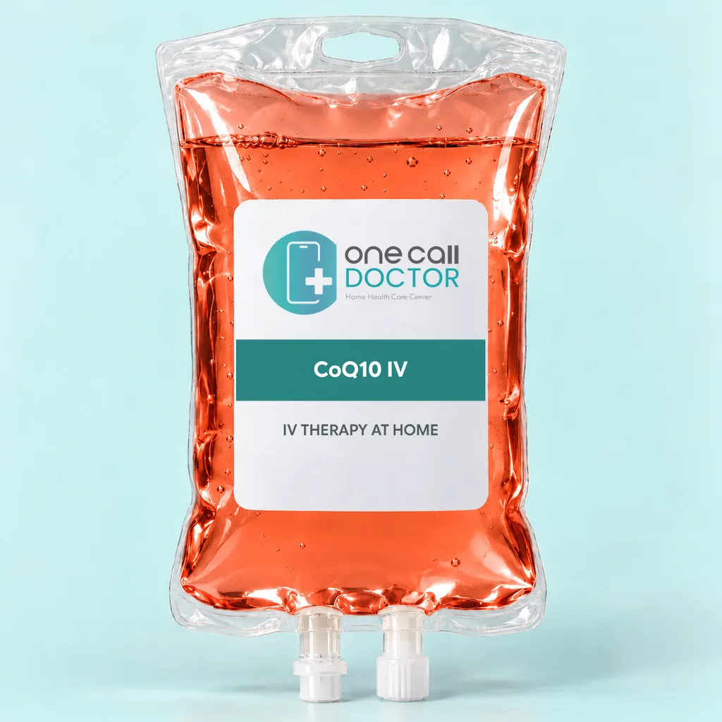 One Call Doctor CoQ10 bag for IV therapy at home