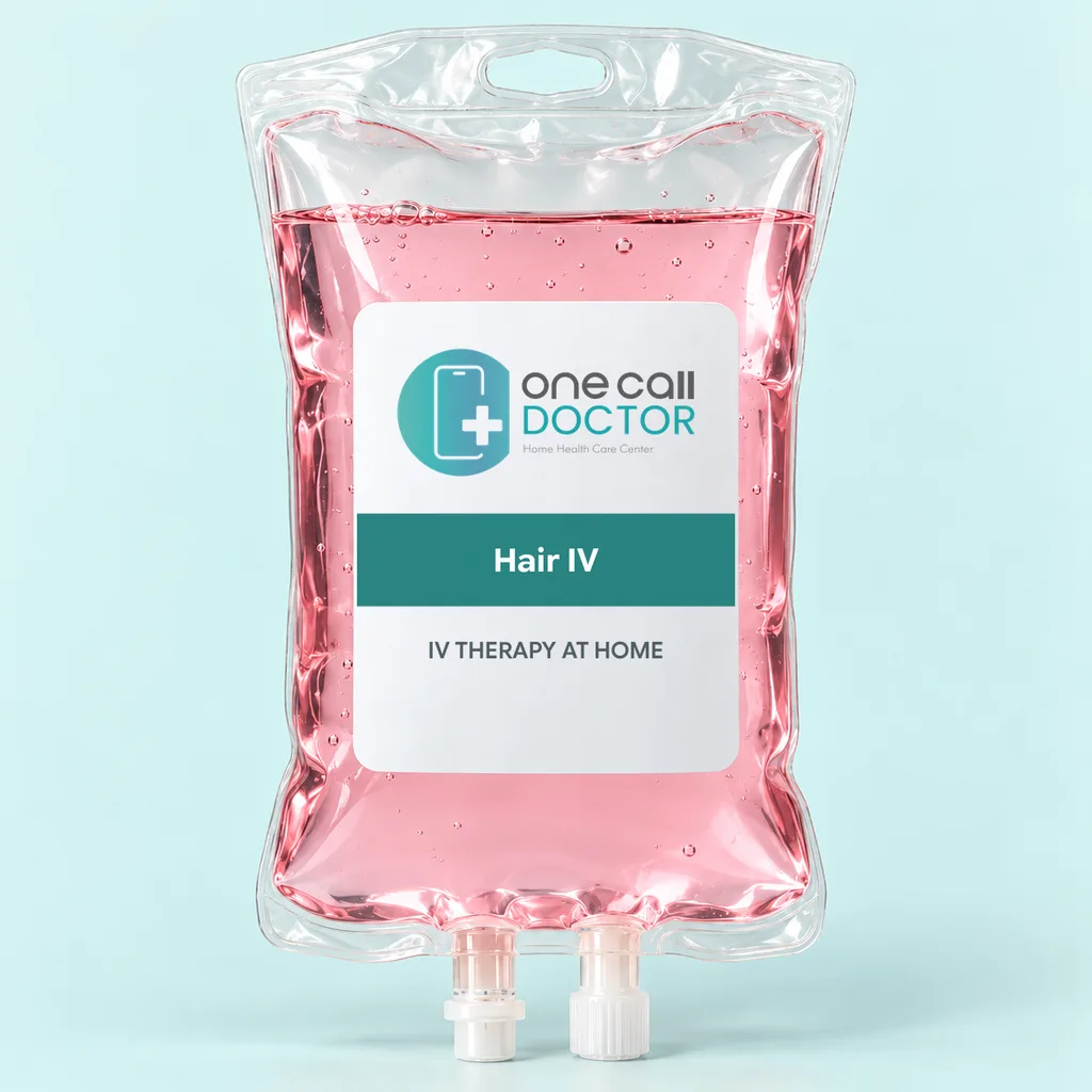 One Call Doctor Hair IV bag for IV therapy at home