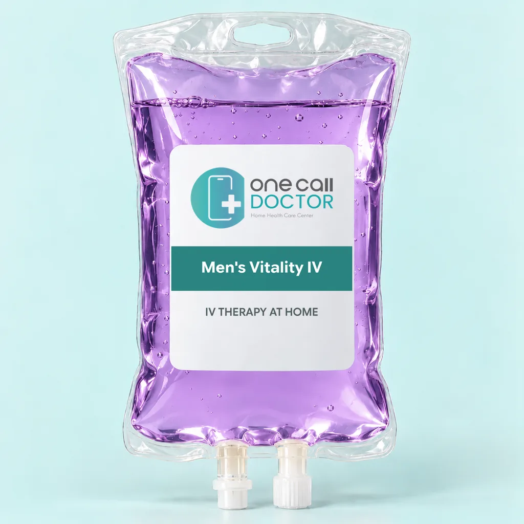 One Call Doctor Men’s Vitality IV bag for IV therapy at home