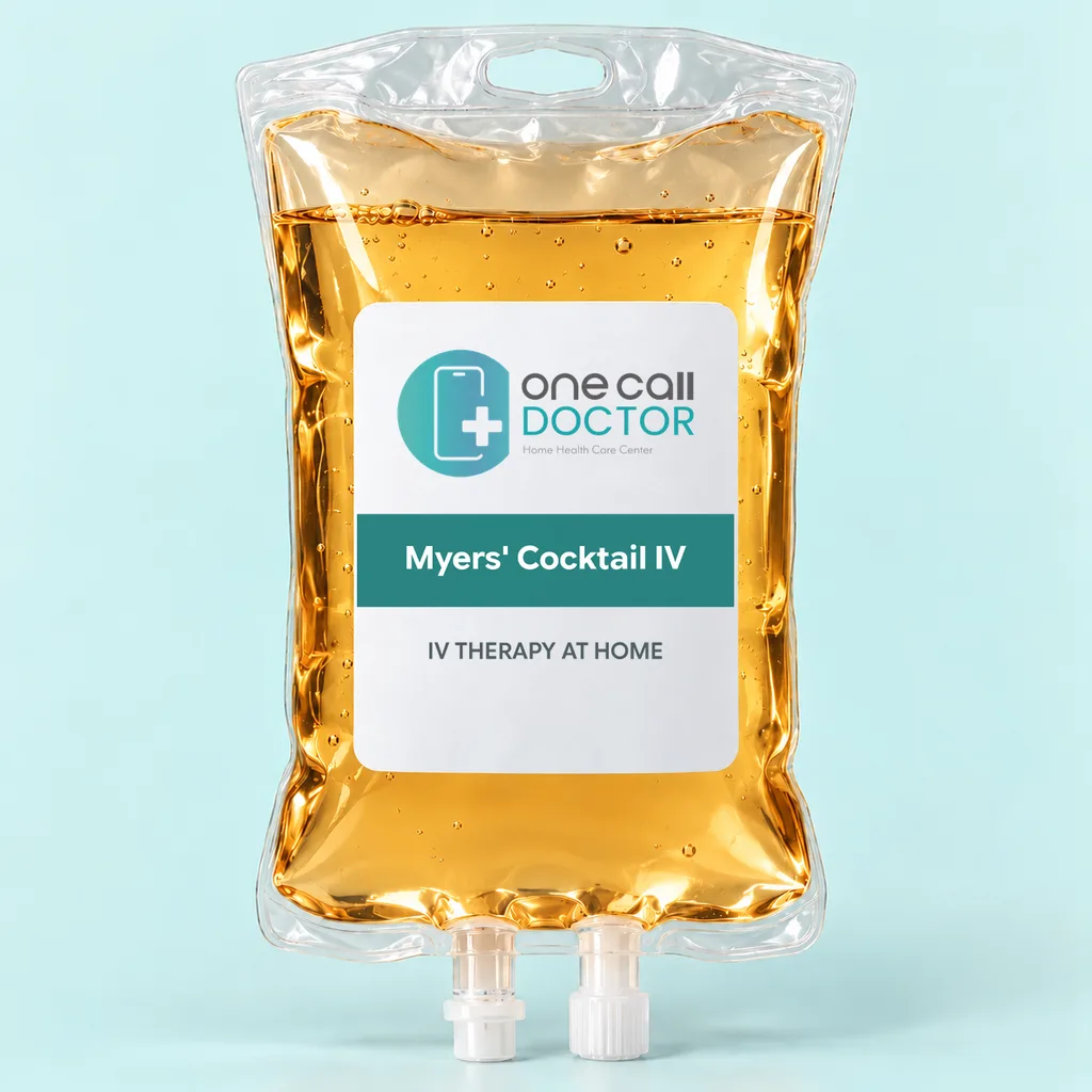 One Call Doctor Myers Cocktail bag for IV therapy at home